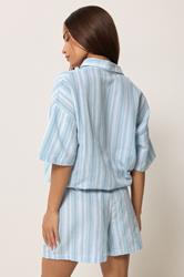 PixieGirl Petite Women's Blue Stripe Cotton Shorts | PixieGirl 2
