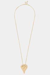 Gold Tone Long Polished Heart Charm Necklace |Yours Clothing 3