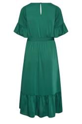 YOURS LONDON Plus Size Curve Green Satin Smock Dress | Yours Clothing