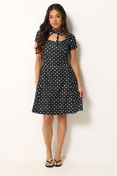 PixieGirl Petite Women's Black Polka Dot Tie Detail Mini Dress | PixieGirl 3
