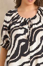 EVANS Plus Size Black Zebra Tie Neck Top | Evans 5