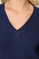 YOURS Plus Size Navy Blue V-Neck Soft Touch Jumper | Yours Clothing 4