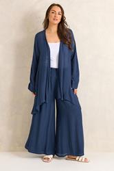 EVANS Plus Size Navy Blue Wide Leg Trouser | Evans 2