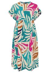 YOURS Plus Size Natural Brown & Green Abstract Print Maxi Dress | Yours Clothing 5