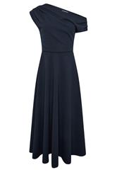 STAR Navy Blue Draped Midi Skater Dress | StarByJM 5