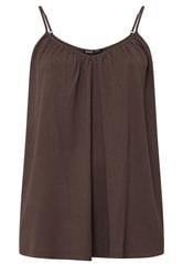 YOURS Curve Chocolate Brown Gathered Textured Cami