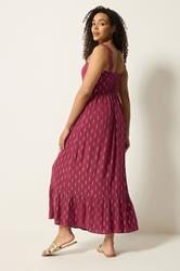 M&Co Berry Red Foil Detail Maxi Dress | M&Co 2