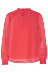 M&Co Blusa fucsia con cuello de lazo