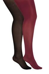 YOURSET Plus Size 2 PACK Burgundy Red & Black 100 Denier Tights | Yours Clothing 3