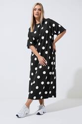 LIMITED COLLECTION Plus Size Black Polka Dot Maxi Dress | Yours Clothing 3