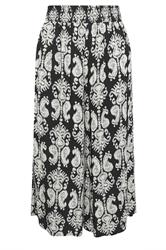 EVANS Plus Size Black Abstract Print Shirred Waist Trousers | Evans  6