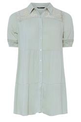 YOURS Curve Sage Green Tiered Shirt