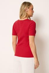 LTS Tall Red Ribbed Cotton T-Shirt | Long Tall Sally 2