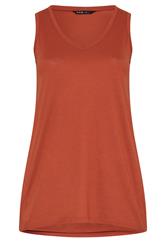 YOURS Plus Size Burnt Orange V-Neck Vest Top | Yours Clothing 5