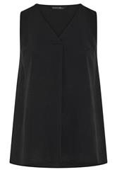 EVANS Curve Black Pleat Swing Vest Top