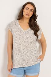 YOURS Plus Size Ivory White Pebble Print Blouse | Yours Clothing 3