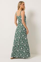 LTS Tall Women's Dark Green V-Neckline Floral Cotton Maxi Dress | Long Tall Sally  4