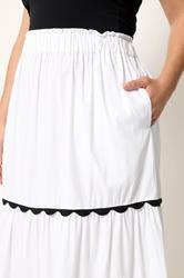 YOURS Plus Size White Scallop Trim Maxi Skirt | Yours Clothing 4