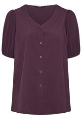 YOURS Curve Purple Button Textured Blouse