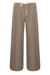 PixieGirl Petite pantalones marrones naturales de pernera ancha con cintura en contraste