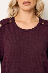 YOURS Plus Size Burgundy Red Bubble Texture Top | Yours Clothing 4