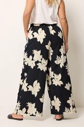YOURS Plus Size Black Floral Textured Wide Leg Trousers | Yours Clothing 2