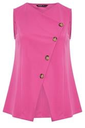 YOURS Plus Size Pink Asymmetric Waistcoat | Yours Clothing 5