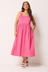 YOURS Plus Size Pink Poplin Midi Dress | Yours Clothing 2