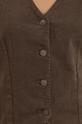 LTS Tall Women's Chocolate Brown Denim Cotton Waistcoat | Long Tall Sally 5