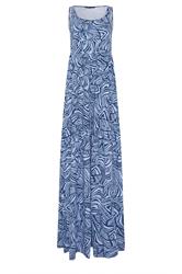 LTS Tall Blue Abstract Tiered Cotton Maxi Dress