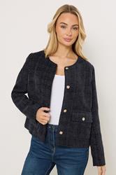 M&Co Navy Blue Boucle Button Up Jacket | M&Co 3