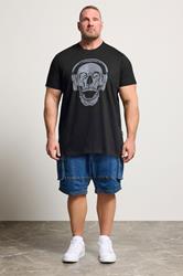 BadRhino Big & Tall Black Extra Long Skull Headphones Graphic T-Shirt | BadRhino 1