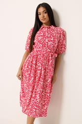 M&Co Petite Red Ditsy Floral Print Dress | M&Co 3