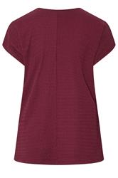 YOURS Plus Size Red Textured V Neckline T-Shirt | Yours Clothing 2