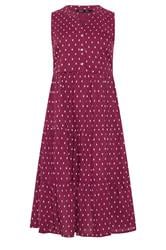 M&Co Petite Berry Red Dobby Tiered Cotton Midi Dress