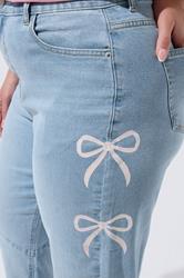 LIMITED COLLECTION Plus Size Blue Bow Barrel Leg Jeans | Yours Clothing 5