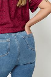 YOURS Plus Size Mid Blue Cropped JENNY Jeggings | Yours Clothing  4