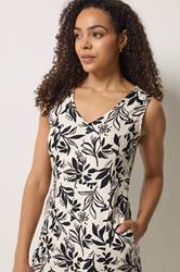 M&Co White Leaf Print Linen Midi Dress | M&Co 5