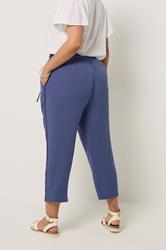 YOURS Plus Size Blue Crochet Side Crop Trousers | Yours Clothing 2