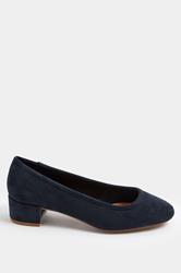LTS Navy Blue Block Heel Ballerina Pumps | Long Tall Sally 2