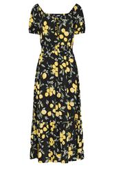 LTS Tall Black Lemon Print Midi Dress