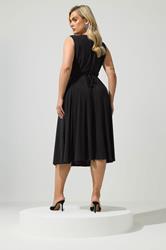 YOURS LONDON Plus Size Black Drape Front Midi Dress | Yours Clothing 2