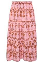 YOURS Plus Size Pink Palm Tree Printed Skirt | Yours Clothing 5