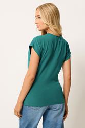 M&Co Teal Grown-On Sleeve Wrap Top | M&Co 2
