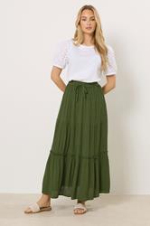 M&Co Khaki Green Crinkle Maxi Skirt | M&Co  1