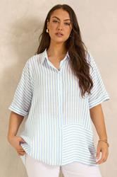 EVANS Curve Blue & White Stripe Shirt | Evans 3