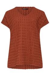 YOURS Curve Rust Orange Bubble Textured T-Shirt