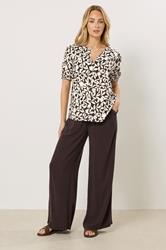 M&Co Brown Floral Notch Neck Blouse | M&Co 2