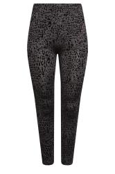 YOURS Plus Size Black Flocked Leopard Print Leggings