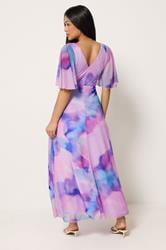 M&Co Petite Pink Blurred Floral Wrap Maxi Dress | M&Co 2